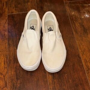 Vans Cream Slip-On Sneakers